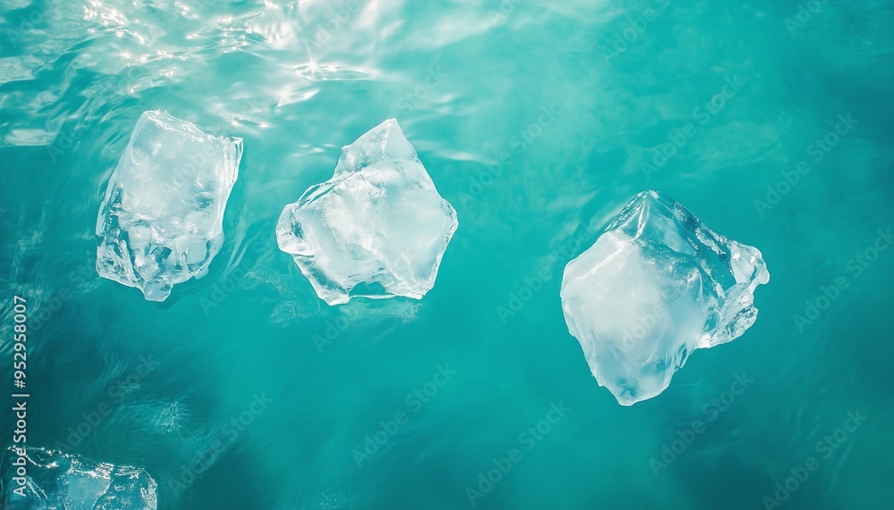 Wall mural large chunks of ice in the ocean top of view landscape