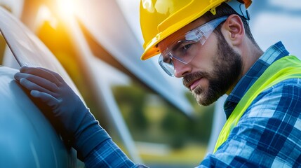 Dedicated Wind Turbine Engineer Supervising Sustainable Electricity Initiative