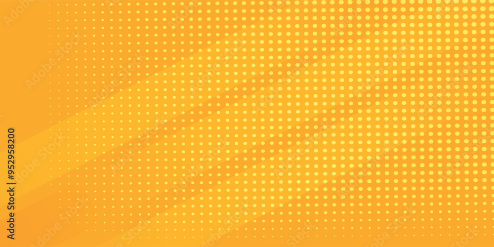 Poster yellow orange halftone pattern. retro comic gradient background. square pixilated dot cartoon textur