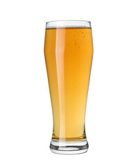 Glass of light beer isolated on white