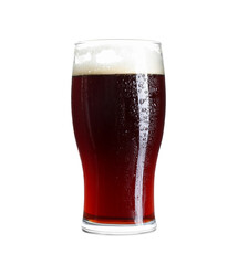 Glass of dark beer isolated on white