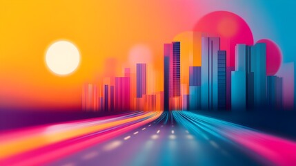 Vibrant Digital Flows Pulsing Through a Hyper Modernistic Cityscape of Sleek Architecture and Luminescent Highways