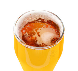 Glass of light beer isolated on white