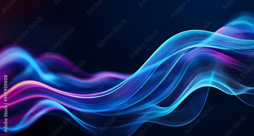Aufkleber mesmerizing blue abstract waves and flowing lines background design