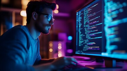 3D Rendered Developer Working in Modern Coding Environment with Efficient Web Development Tools