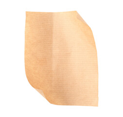One kraft paper sheet isolated on white, top view