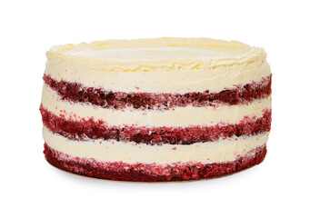 One tasty sponge cake isolated on white