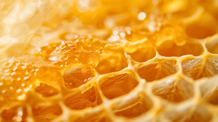 Honeycomb hive pattern with yellow hexagon wax texture, bee sweet natural food background, beekeeping design for healthy organic nectar production wallpaper