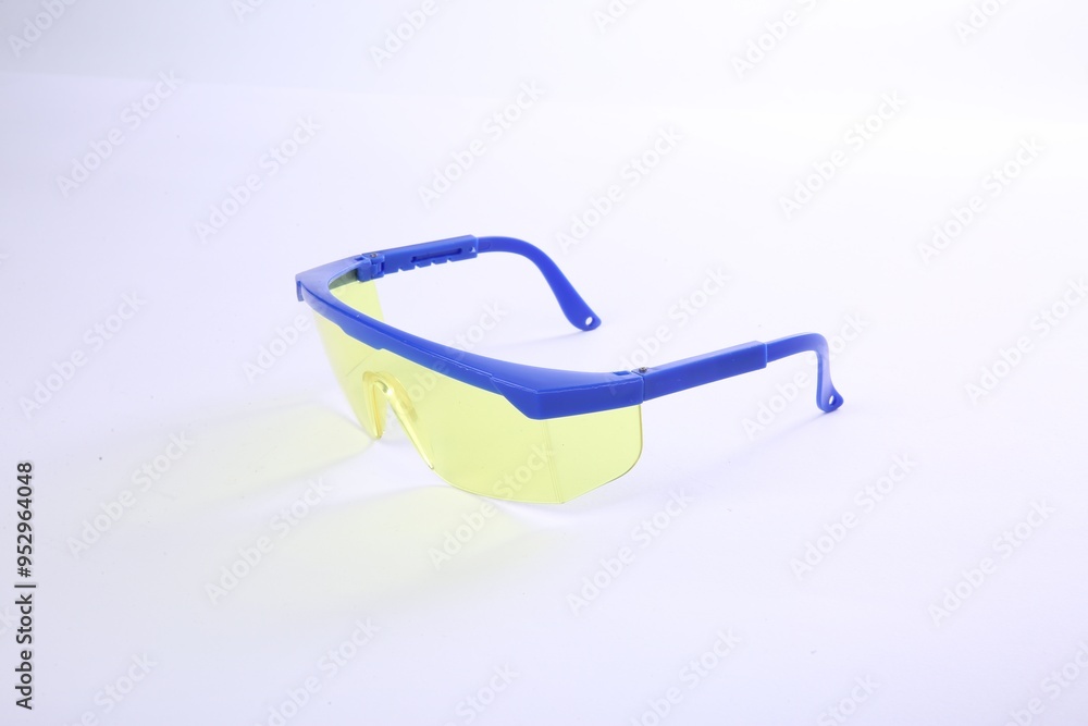 Sticker Protective goggles isolated on white. Safety equipment