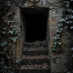Fototapeta premium Dark Entrance to an Abandoned Building