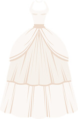 Wedding dress icon. White ceremony bride gown
