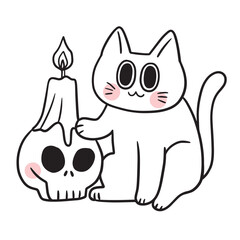 Cute Halloween monster cat vector.