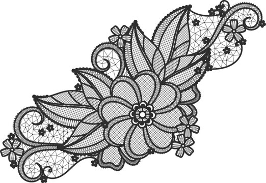 Ornate lace flower element. Handmade textile decor