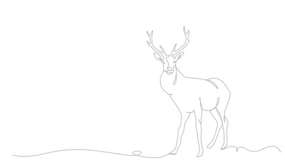 Santa's Reindeer Continuous Line Drawing.