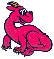 Pink Dragon Illustration Cartoon