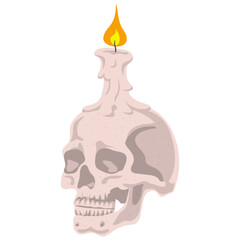 Skull with Candle Halloween Vector Illustration