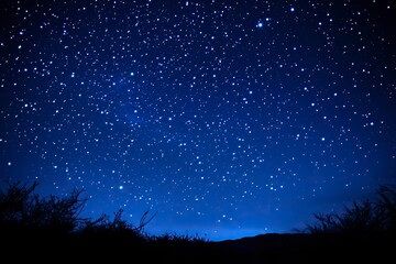 A stunning natural spectacle, often seen in remote areas with minimal light pollution, where countless stars create a breathtaking celestial display against the deep blue night sky, ai