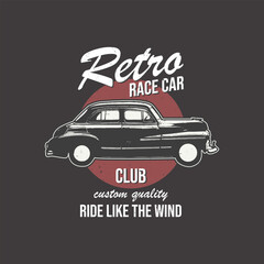 Retro car vector t-shirt design graphics, ride like the wind tee shirt poster, illustration.