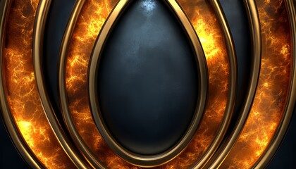 Abstract Circular Design with Gold Trim and Orange Glow