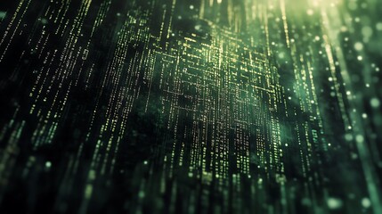 Abstract Green and Gold Digital Code Background