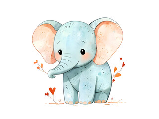 Fototapeta premium Elephant Animal Nursery Cartoon Illustration Art