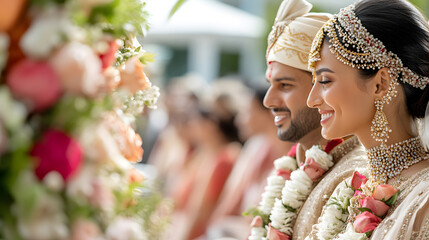 A multicultural wedding where the couple recites vows