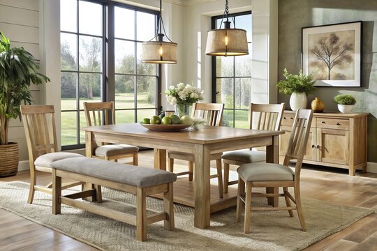 acme furniture farmhouse natural 6pc dining room set rustic farmhouse style solid wood kitchen dining set natural wood