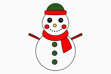 Christmas Santa Claus Snowman vector line art illustration