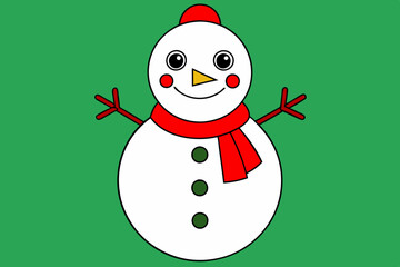 Christmas Santa Claus Snowman vector line art illustration