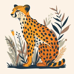 Obraz premium Modern abstract animal with bright colors and playful patterns