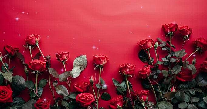 roses with effect on red bacgkround