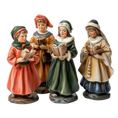 Carolers figurines object  isolated on transparent png.