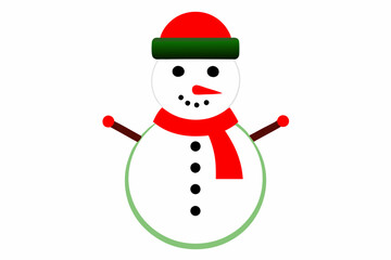 snowman with hat and scarf vector line art illustration