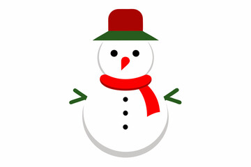 snowman with hat and scarf vector line art illustration