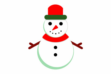 snowman with hat and scarf vector line art illustration