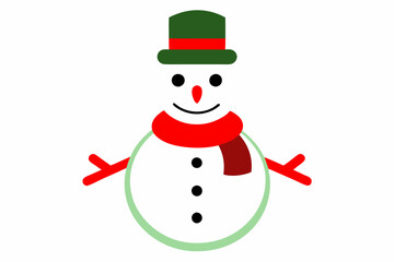 snowman with hat and scarf vector line art illustration