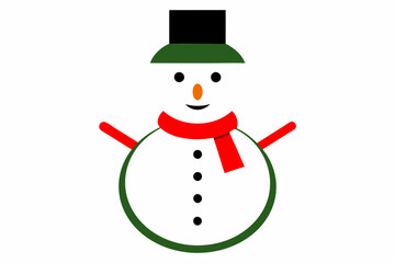 snowman with hat and scarf vector line art illustration