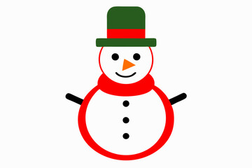 Christmas Santa Claus snowman with hat vector line art illustration