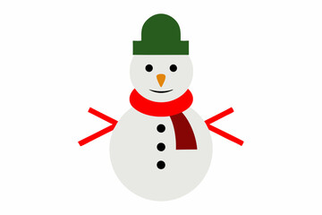 snowman with hat and scarf vector line art illustration