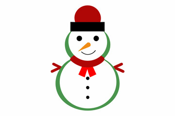 Christmas Santa Claus snowman with hat vector line art illustration