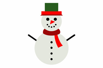 Christmas Santa Claus snowman with hat vector line art illustration
