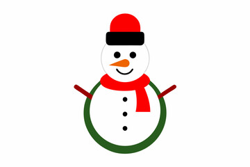 Christmas Santa Claus snowman with hat vector line art illustration