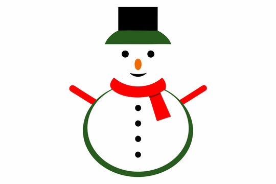 recommend clip art: snowman with hat and scarf vector line art illustration