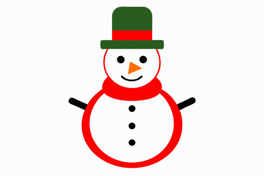 recommend clip art: Christmas Santa Claus snowman with hat vector line art illustration
