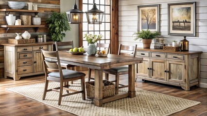 Bob Discount Furniture Farmhouse Table Style Rustic Wooden Dining Table with Storage Drawers Antique Metal Hardware