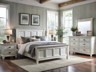 Built to last farmhouse style white bedroom furniture piece strong sturdy solid wood frame construction classic elegant
