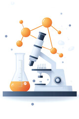 minimalist flat illustration of beakers in chemistry lab