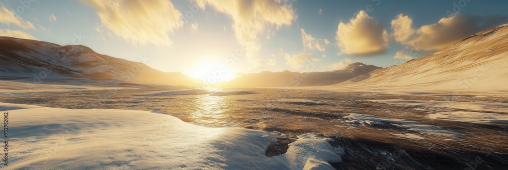 Aufkleber arctic glaciers melt under the intense sun, reflecting climate change's effects on vulnerable ecosys