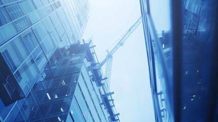 Fototapeta premium The exterior wall of the high-rise building is built with glass