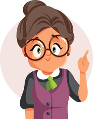 Elderly Woman Pointing with her Finger Vector Cartoon Illustration. Senior lady recommending with her index finger 
